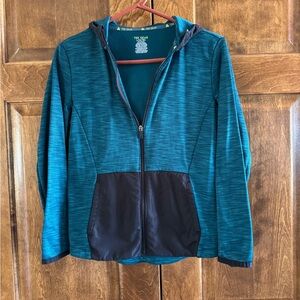 Tek Gear Turquoise/Black Zip Up Sweatshirt/Jacket - Size Large (14/16)